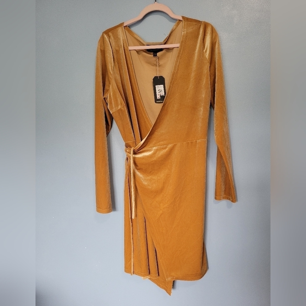 Shyanne Gold Wrap Bodycon Dress for Cocktail